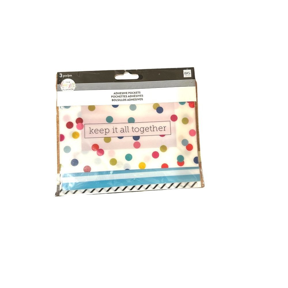 MAMBI Multi Dot Adhesive Happy Planner Pocket 3 Pcs Colorful  Big/Medium RARE